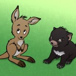 Känguruh und Tasmanischer Teufel