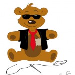 Teddybär mit Lederjacke und Sonnenbrille