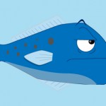 Blauer Fisch guckt gelangweilt